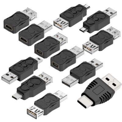 USB 2.0 Adapter Set USB/Type C/Micro/Mini Male to Female Converter Connector