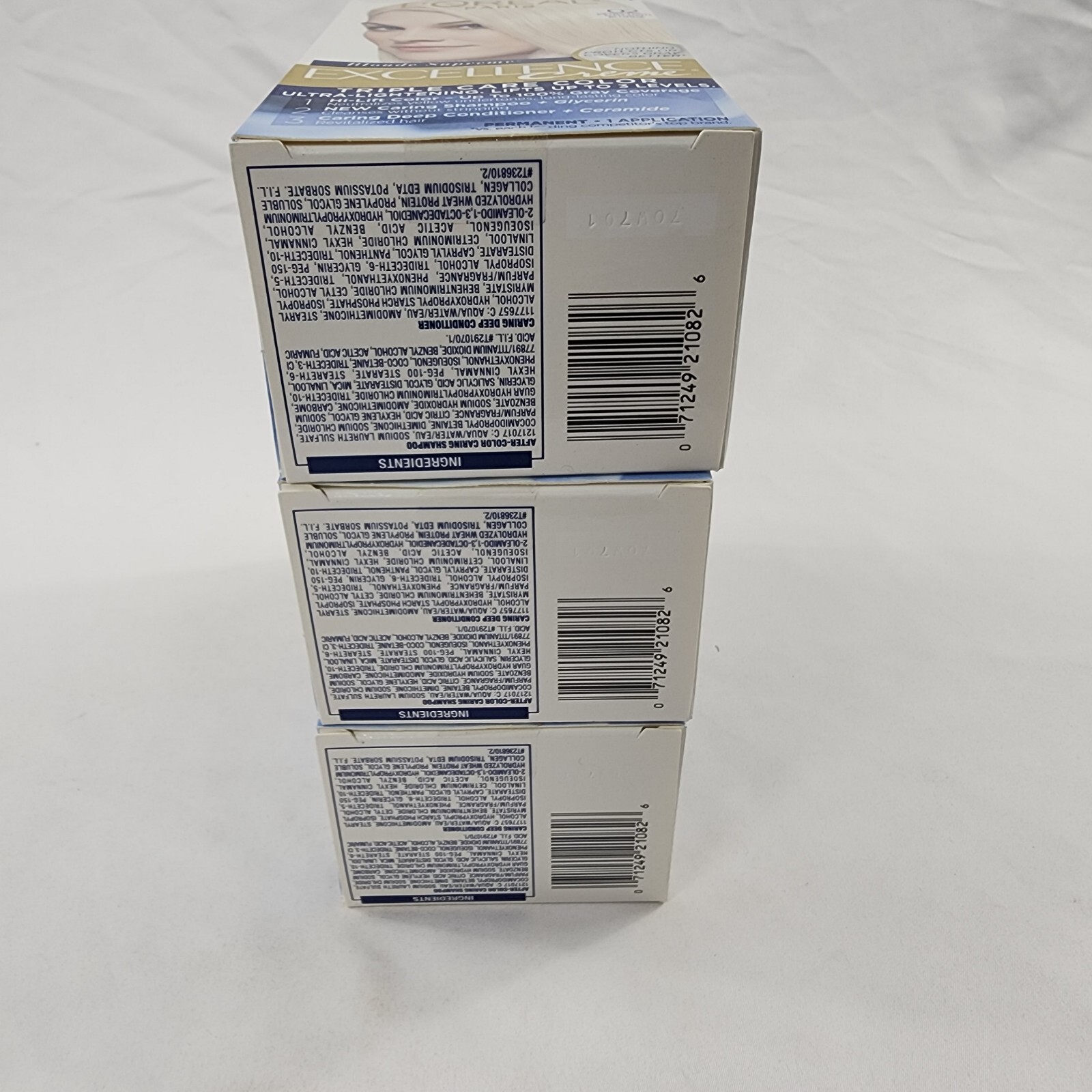 x3 L'Oreal Excellence Creme Hair Color 02 Extra Light Natural Blonde Triple Care