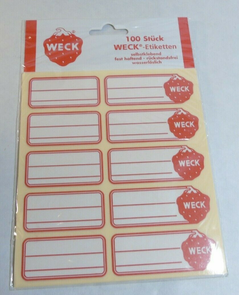 100 WECK preserving Jar Labels, Stickers for labelling jams, chutneys