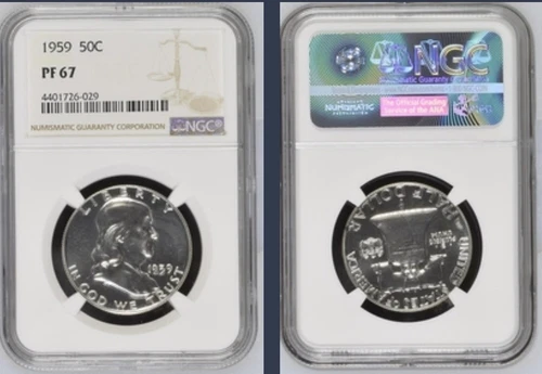 1959 Franklin Proof Silver 50c Half Dollar, NGC PR67