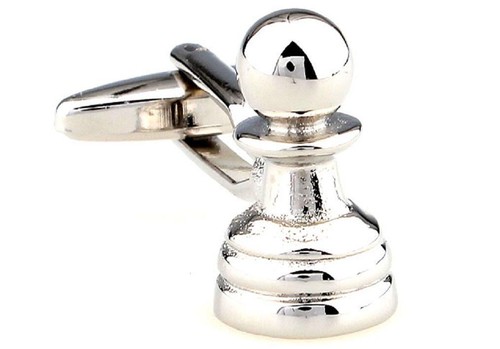Chess Pawn Pair Cufflinks Game Wedding in Fancy Gift Box & Polishing Cloth