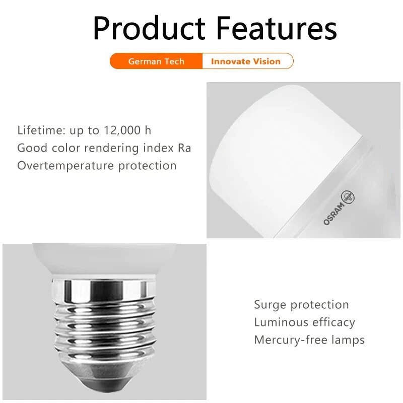 OSRAM LED Outdoor Lamps 16W 20W 25W 32W Eco HI-Watt E27 220V 6500K White Bulbs - Image 3 of 4