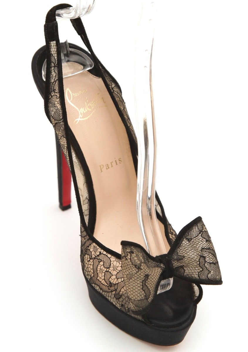 Christian Louboutin ブラック ハイヒール EU37.5 Christian Louboutin Black Leather Studded Spike Heels