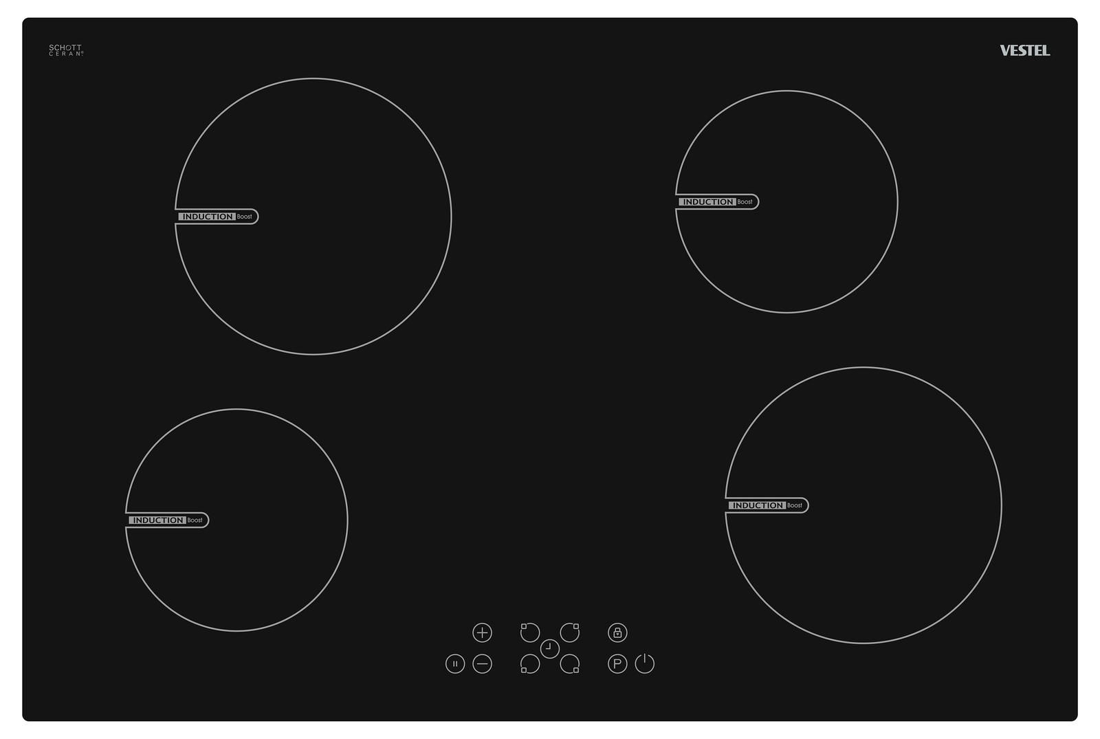 Vestel Induktionskochfeld VEA35706 Kochfeld 78cm autark rahmenlos 80