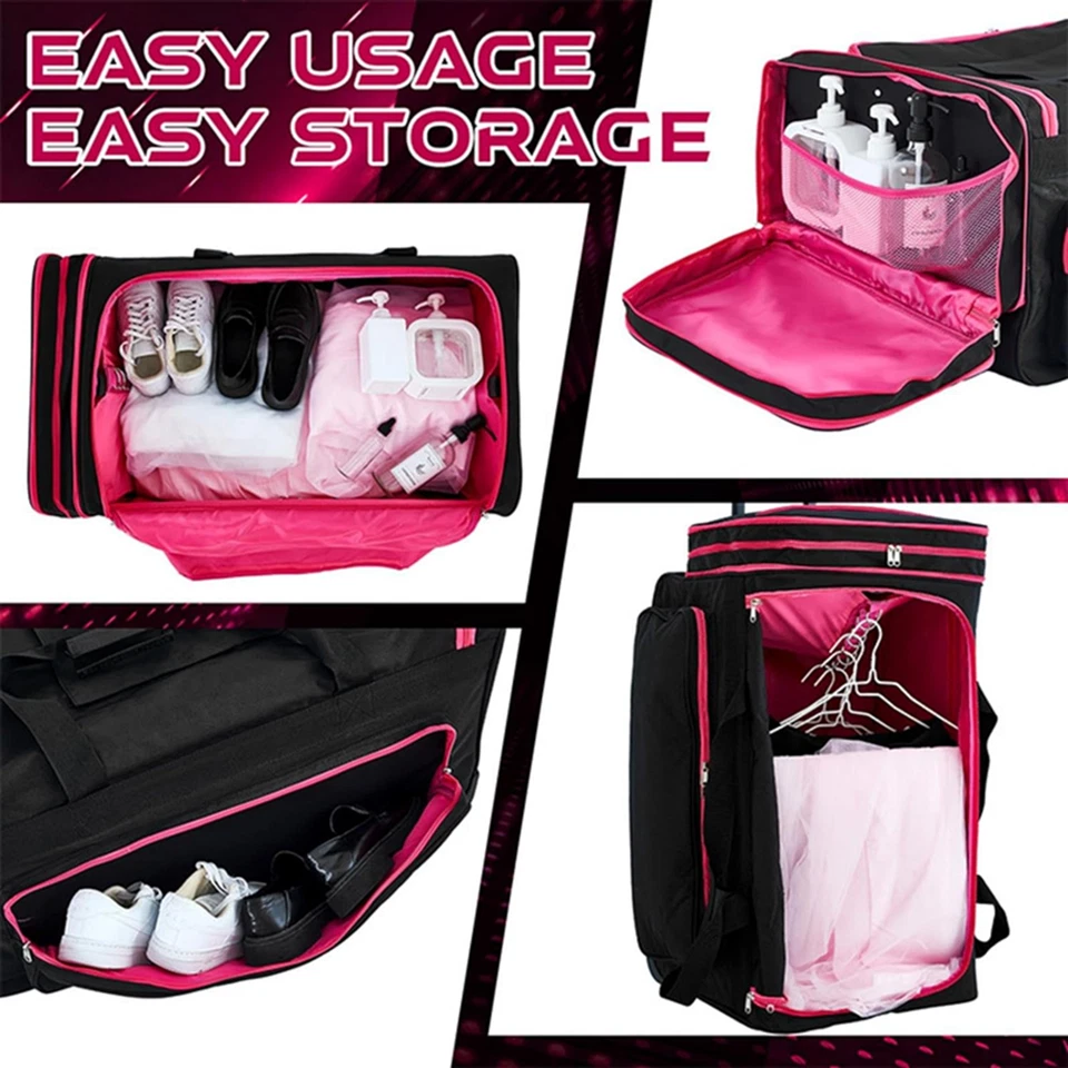 24inch Dance Bag Suitcase Garment Rack Duffel Rolling Luggage Upright Storage - image 3 of 4