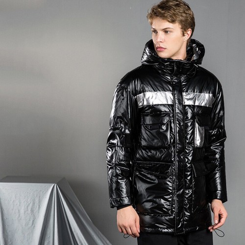 Men's Puffer Jacket Hooded Shiny Duck 
