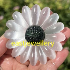 2.5" Natural Selenite sunflower skull Quartz Crystal skull Reiki healing 1pc