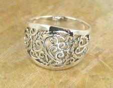 STUNNING .925 STERLING SILVER WIDE FILIGREE RING size 6 style r0712