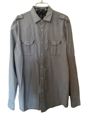 Age Of Wisdom Western Shirt Men's Size XL Pearl Snap Flip Cuff Button Up Pockets