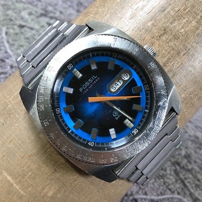 Fossil Blue Women AM-3812 Diver Silver Tone Quartz Analog 39mm Watch 1/4