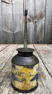 RARE Early Sunoco SUNTAC Oil Handy Oiler Can Gas Oil Advertising Sun Oil Co