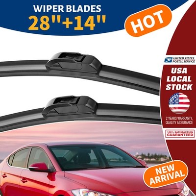 New 28'' + 14'' OEM Quality Bracketless Windshield Wiper Blades Hybrid Silicone