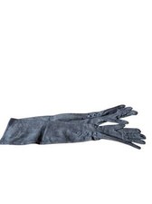 Christian Dior ANTIQUE, VINTAGE black suede button up elbow length gloves, sz 7