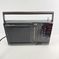 Vintage Emerson Portable Radio AM FM TV Sound Weather Band PM3911 Black Corded