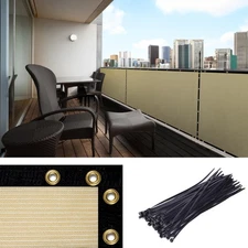 Amgo 3' x 10' Beige Balcony Privacy Screen, Apartment Porch Railing Patio Fen...