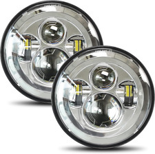 2Pcs Projector 7 Inch LED Headlight Hi/Lo Beam Chrome 7    round H6024 LED Headli
