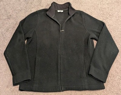 L.L. Bean Polartec Black Fleece Full Zip Jacket 294281 Women's Petite Medium