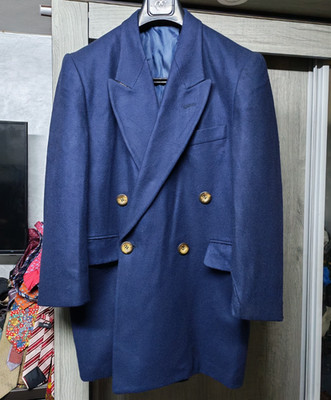 Vintage classic Pure Woollen Wool db gangster Navy over coat 42R