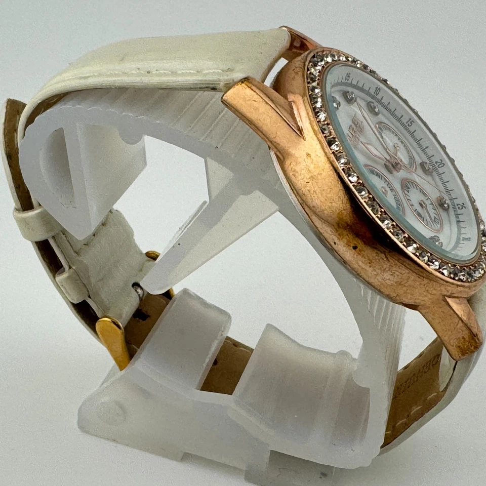 August Steiner Quartz Watch Unisex Rose Gold Tone Leather Day Date New Battery - image 3 of 4