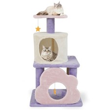 31.5 Cute Modern Cat Tree w/Condo Top Perch Jute Scratching Posts Hanging Toy