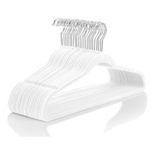 Velvet Hangers 50 Pack - White Chrome Hooks