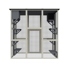 70.9" Gray Wooden Outdoor Catio Cat Enclosure with Weatherproof Asphalt Roof