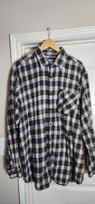 Carhartt Mens XL Loose Fit Plaid Flannel Shirt Black White Grey Charcoal