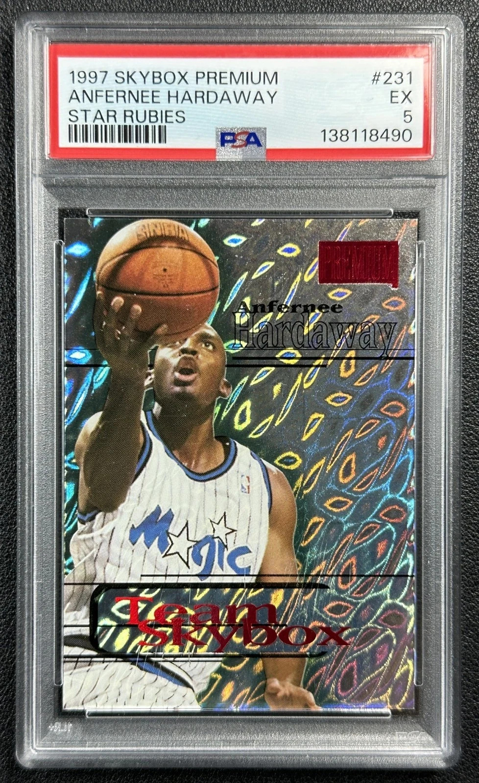 ANFERNEE PENNY HARDAWAY PSA 5 1997-98 SKYBOX PREMIUM #231 STAR RUBIES 17/50 view 3
