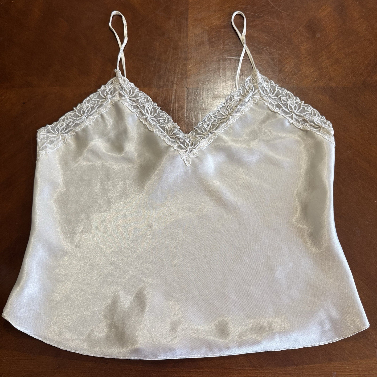 Vintage Victorias Secret Gold Label Camisole Top Ivory Satin Sz M