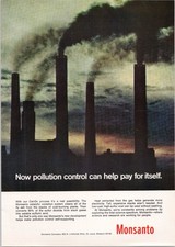 Monsanto Vintage Magazine Ad Pollution Control Cat-Ox Process 1969 Black Smoke