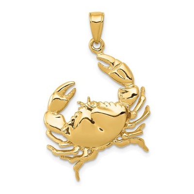 14k Yellow Gold Cancer Zodiac Crab Pendant Charm Astrological Jewelry for Women