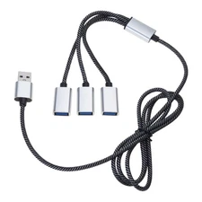 USB Male to 3 USB Female Splitter Hub Power Cord Extension Adapter Cable