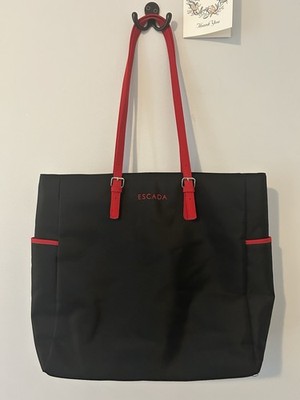 Escada Tote Bag waterproof large Black Red Purse Carry All Handle Pockets