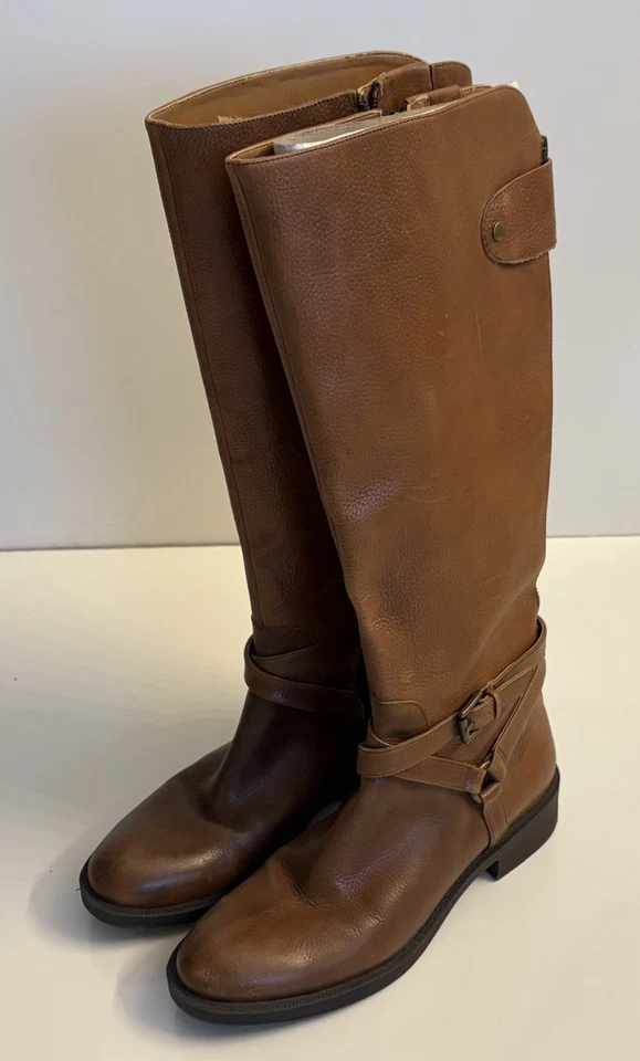 Botas de campo occidentales Enzo Angiolini para mujer 7,5 cuero marrón cremallera lateral Foto 2 de 4