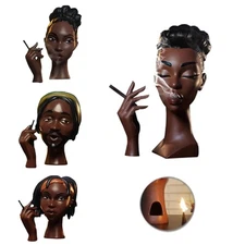10 Inch Head Incense Burner Black Woman, Exquisite and Elegant Incense Burner...