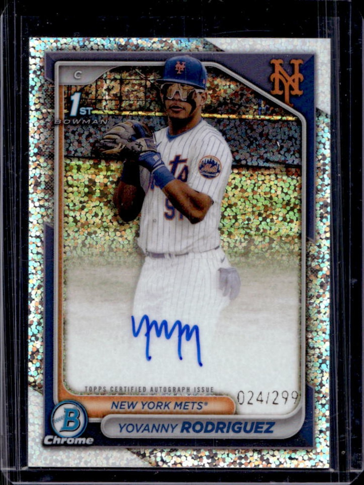 2024 Bowman Chrome Yovanny Rodriguez Auto Speckle Refractor 1st #/299 Mets