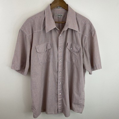Foxfire Pearl Snap Shirt Mens 2XL XXL Orange & Blue Plaid Short Sleeve Button