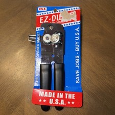 Heavy Duty Black Can Opener with Rubber Grip Carbon Steel Blade Made in USA