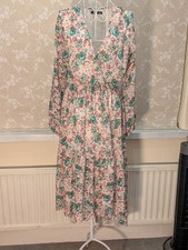 Wrap-effect floral smocked maxi dress by Boohoo, size 14