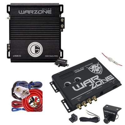 Gravity E3500.1D 3500W Amplifier + Warzone WZ600XB Bass Processor + 0 Gauge Kit