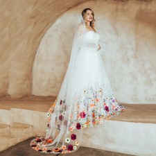 Princess Wedding Dress Embroidered Tulle Bridal Party Gowns Elegant Off-Shoulder