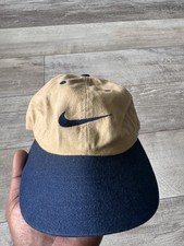 VTG Nike Center Swoosh Hat Cap Strapback Navy Blue Big Swoosh Logo 90s Y2K