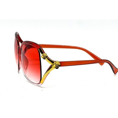 Oversized Sunglasses Gradient Red Lens Gold Flower Accents  display picture 3