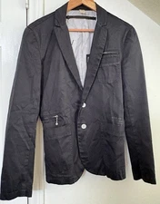 Diesel Blazer Men's S Slim Fit Avant Garde Black Reflective Satin Casual Cotton