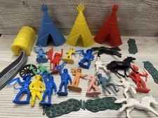 Vintage Cowboy  Indian Lot Of Toys Miscellaneous Figures And Accessories