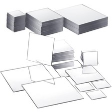 50 Pieces Mini Size Square Mirror Adhesive Small Square Craft Mirror Tiles fo...
