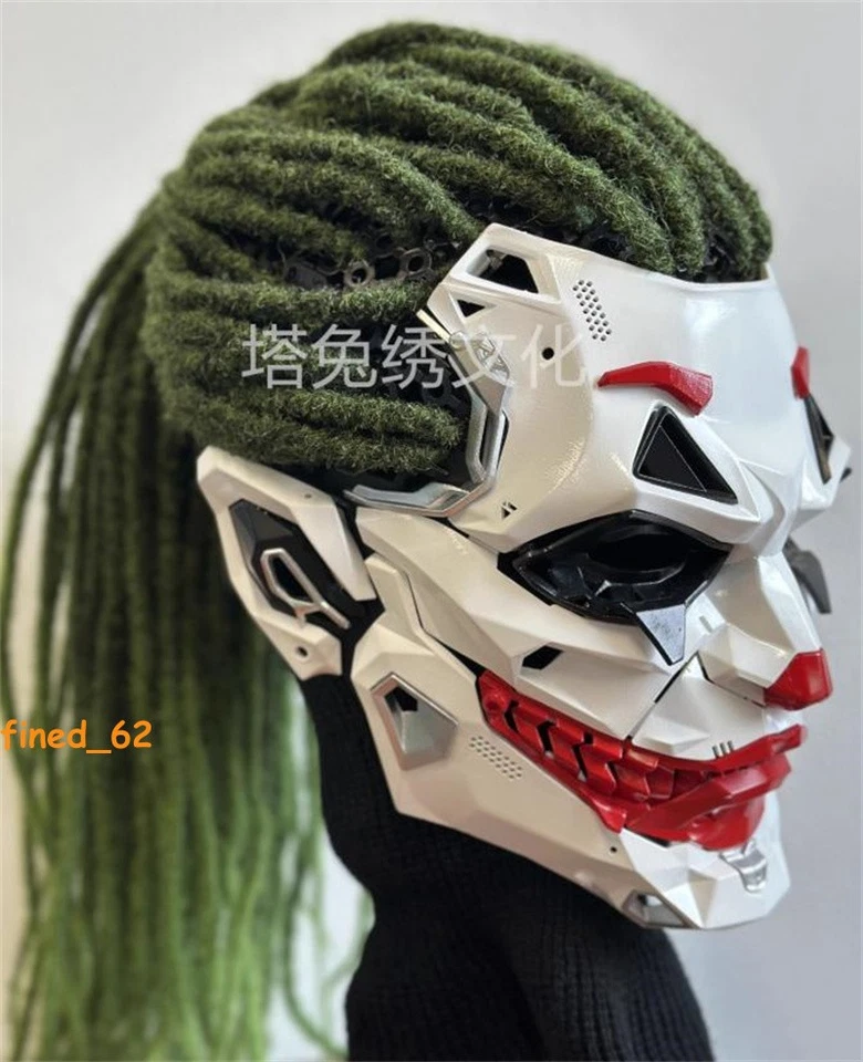 Cyberpunk Joker Cosplay Full Face Mask Dirty Braid Resin Mask Adult Halloween - Image 4 of 4