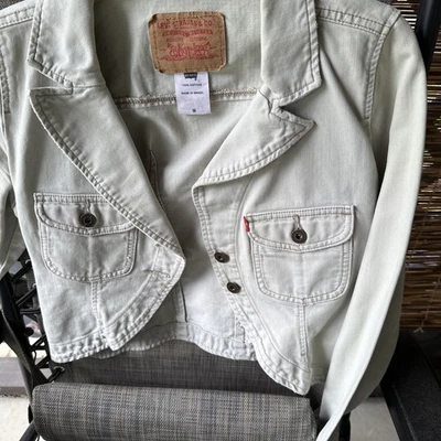 VTG Y2K Levi Strauss & Co Tan Colored Cropped Denim Blazer Jacket - Image 1 of 4