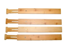 Expandable Set of 4 Bamboo Kitchen Drawer Dividers Organizers Adjustable 17-22"