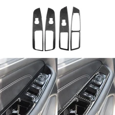 Carbon Fiber Interior Window Lift Switch Panel Cover Trim For Ford Edge 2015-19